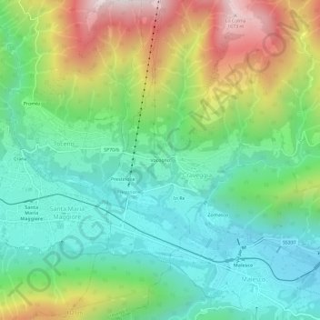 Mappa topografica Vocogno, altitudine, rilievo