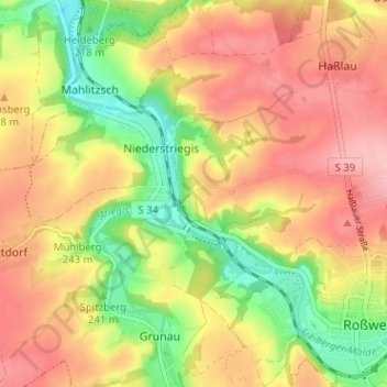 Mappa topografica Ullrichsberg, altitudine, rilievo