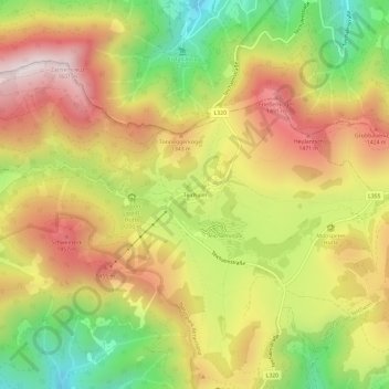 Mappa topografica Teichalm, altitudine, rilievo