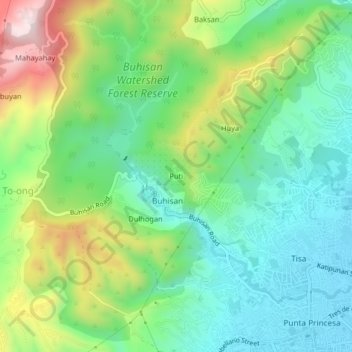 Mappa topografica Puti, altitudine, rilievo
