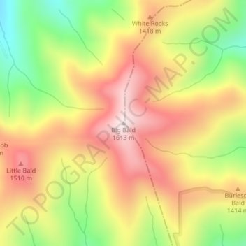 Mappa topografica Big Bald, altitudine, rilievo