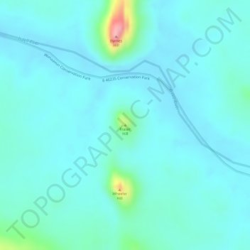 Mappa topografica Fraser Hill, altitudine, rilievo