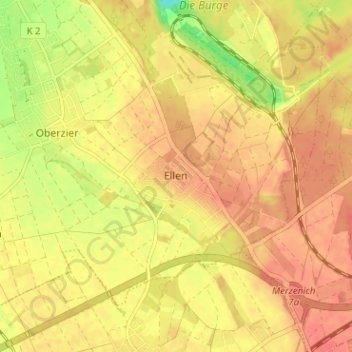 Mappa topografica Ellen, altitudine, rilievo