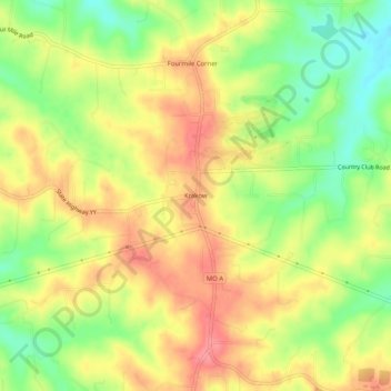 Mappa topografica Krakow, altitudine, rilievo