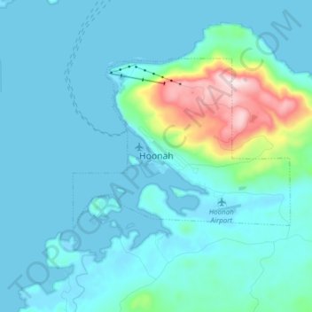 Mappa topografica Hoonah, altitudine, rilievo