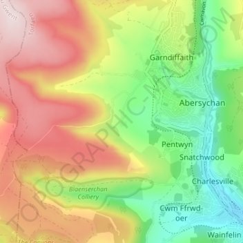 Mappa topografica British, altitudine, rilievo