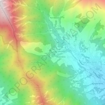 Mappa topografica Lucco, altitudine, rilievo