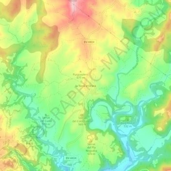 Mappa topografica la Torre d'Oristà, altitudine, rilievo