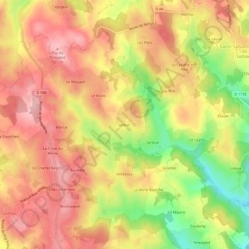 Mappa topografica Imbier, altitudine, rilievo