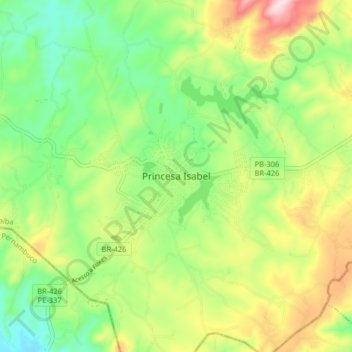 Mappa topografica Princesa Isabel, altitudine, rilievo