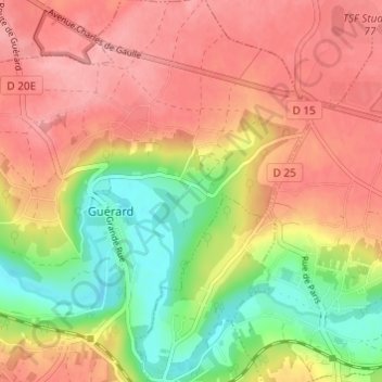 Mappa topografica Rouilly-le-Bas, altitudine, rilievo