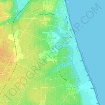 Mappa topografica Daubos, altitudine, rilievo