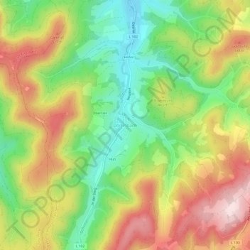 Mappa topografica Dörlinbach, altitudine, rilievo