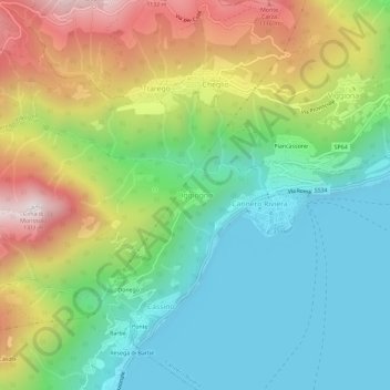 Mappa topografica Oggiogno, altitudine, rilievo