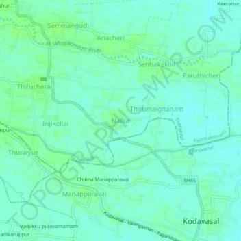 Mappa topografica Nallur, altitudine, rilievo