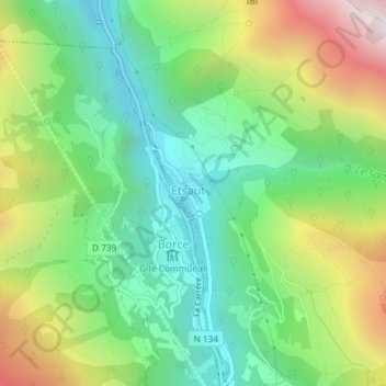 Mappa topografica Source, altitudine, rilievo