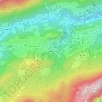 Mappa topografica Bänken, altitudine, rilievo