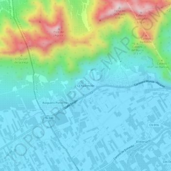 Mappa topografica La Aparecida, altitudine, rilievo