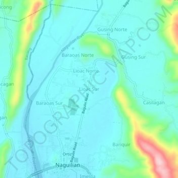 Mappa topografica Lioac Sur, altitudine, rilievo