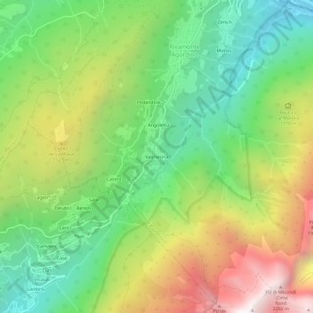 Mappa topografica Valchesina, altitudine, rilievo
