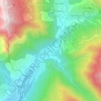 Mappa topografica Colmars, altitudine, rilievo