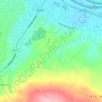 Mappa topografica Russell Park, altitudine, rilievo