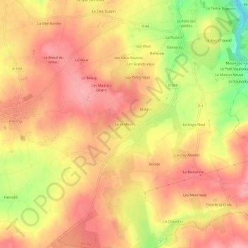 Mappa topografica Saint-Meux, altitudine, rilievo