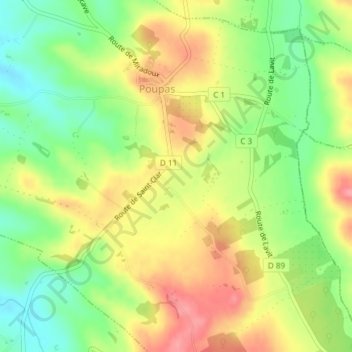 Mappa topografica Espagne Sud, altitudine, rilievo