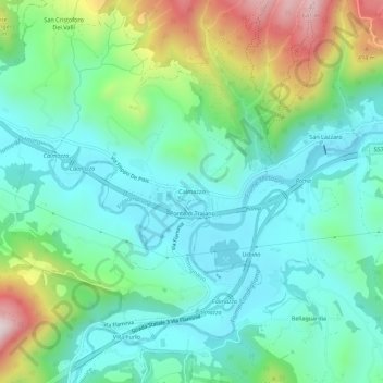Mappa topografica Calmazzo, altitudine, rilievo