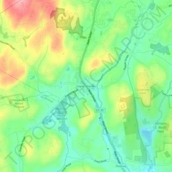 Mappa topografica Upper Stepney, altitudine, rilievo