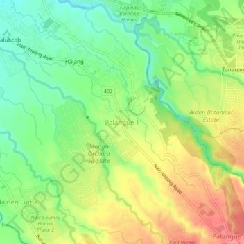 Mappa topografica Palangue 1, altitudine, rilievo