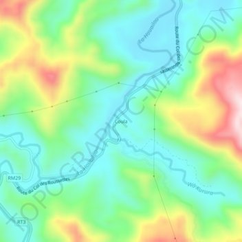 Mappa topografica Coula, altitudine, rilievo