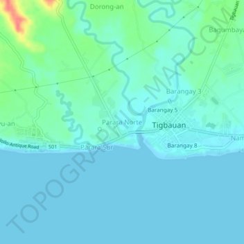 Mappa topografica Parara Norte, altitudine, rilievo