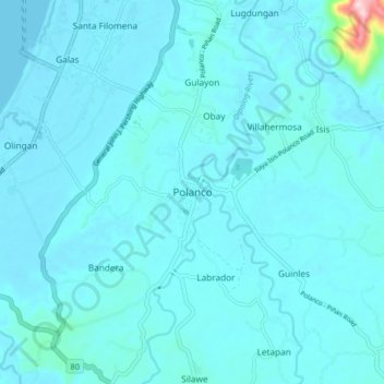 Mappa topografica Polanco, altitudine, rilievo