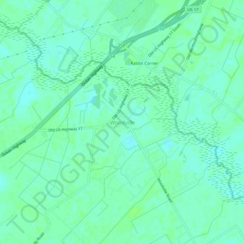 Mappa topografica Woodville, altitudine, rilievo