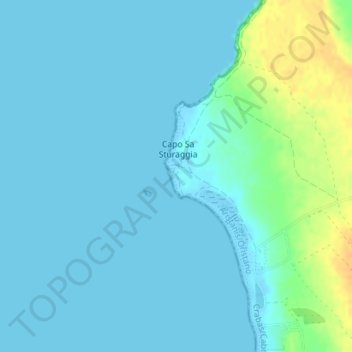 Mappa topografica Portu Suedda, altitudine, rilievo