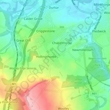 Mappa topografica Hall Green, altitudine, rilievo