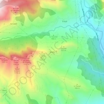 Mappa topografica Toralla, altitudine, rilievo