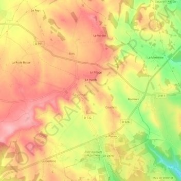 Mappa topografica L'Église, altitudine, rilievo