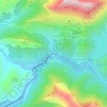 Mappa topografica Las Salas, altitudine, rilievo