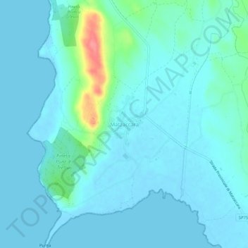 Mappa topografica Matzaccara, altitudine, rilievo