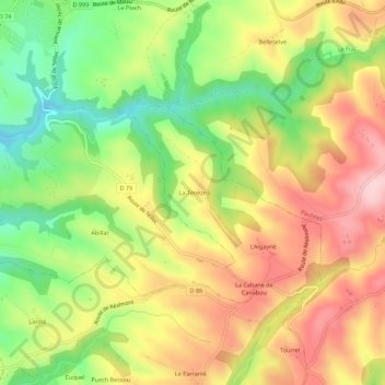 Mappa topografica La Ténèze, altitudine, rilievo