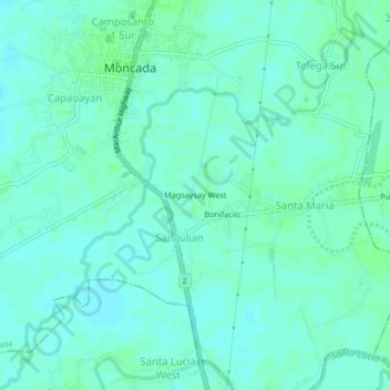 Mappa topografica Magsaysay West, altitudine, rilievo