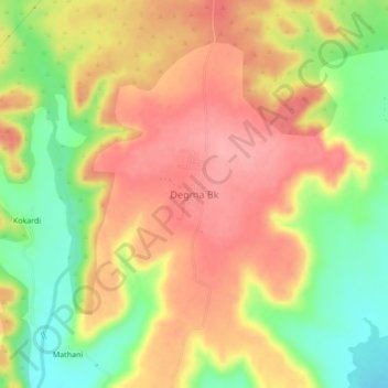 Mappa topografica Degma Bk, altitudine, rilievo