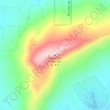 Mappa topografica Sauratown Mountain, altitudine, rilievo