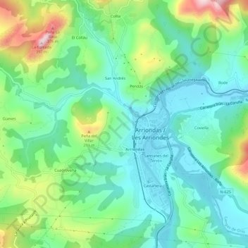 Mappa topografica Villa de la Peña, altitudine, rilievo