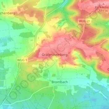 Mappa topografica Gräfensteinberg, altitudine, rilievo
