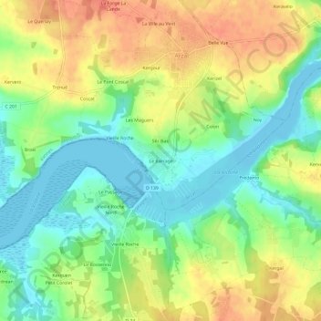 Mappa topografica Le Barrage, altitudine, rilievo