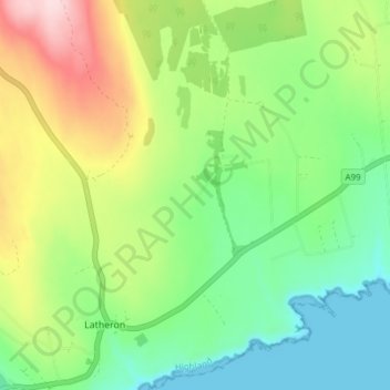 Mappa topografica Standing, altitudine, rilievo