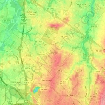 Mappa topografica Sterling, altitudine, rilievo